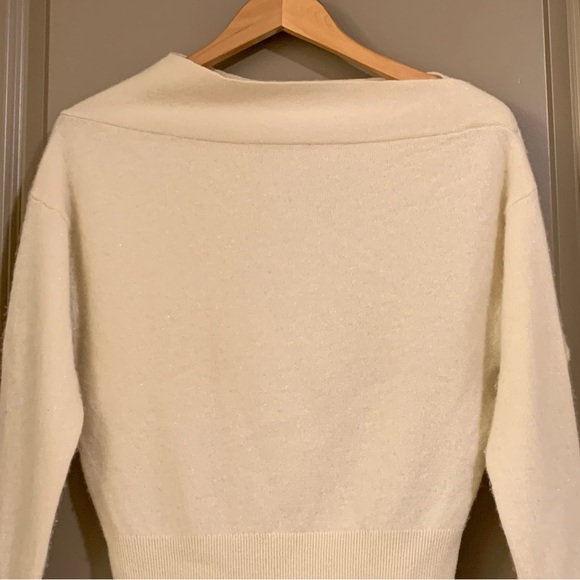 Brochu Walker Dunne Cashmere Metallic Pullover Sweater Size XS Cream-Ivory - Picture 9 of 12